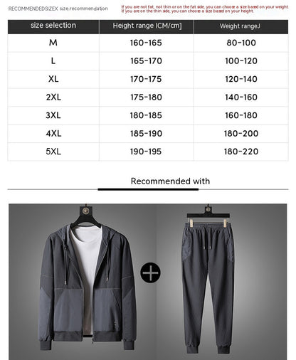 Sports And Leisure Suit Men's Stretch Slim-fit Hood Fashion Two-piece Suit