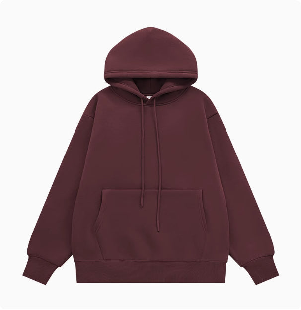 American Street Solid Color Fleece Hoodie for Men and Women