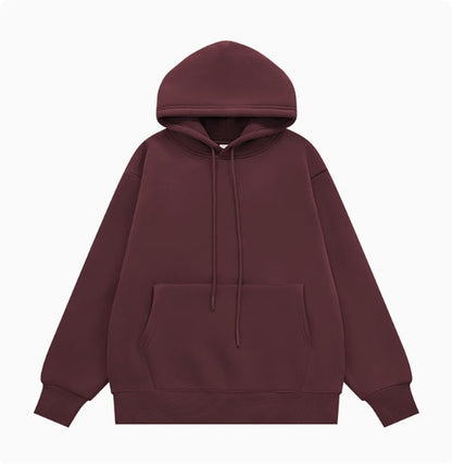 American Street Solid Color Fleece Hoodie for Men and Women
