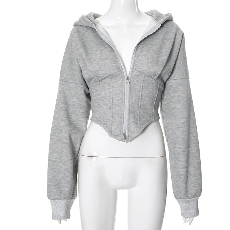 Zipper Hoodie Cardigan Y2K Ins Fashion Street Long-sleeved Corset Jacket Women's Clothing