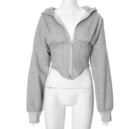 Zipper Hoodie Cardigan Y2K Ins Fashion Street Long-sleeved Corset Jacket Women's Clothing