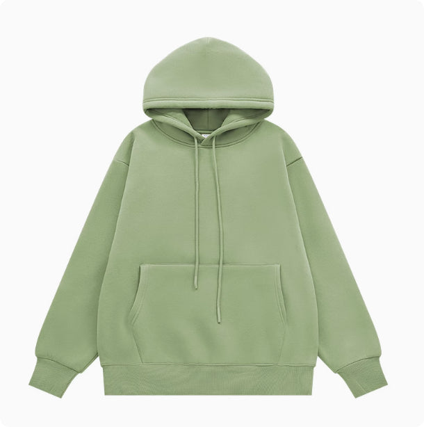 American Street Solid Color Fleece Hoodie for Men and Women