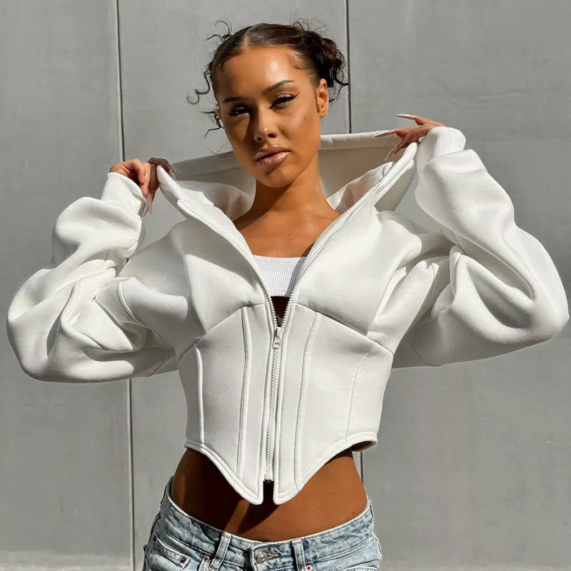 Zipper Hoodie Cardigan Y2K Ins Fashion Street Long-sleeved Corset Jacket Women's Clothing