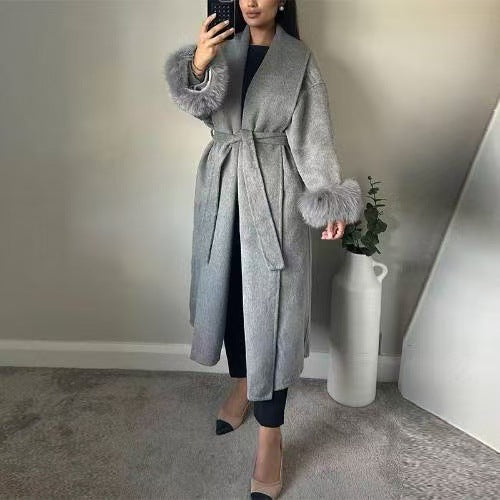 Autumn And Winter Lacing Cuff Fleece Coat