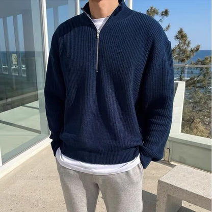 Men's Autumn Half Zipper Cardigan Sweater Men Trendy, Smart And All-matching