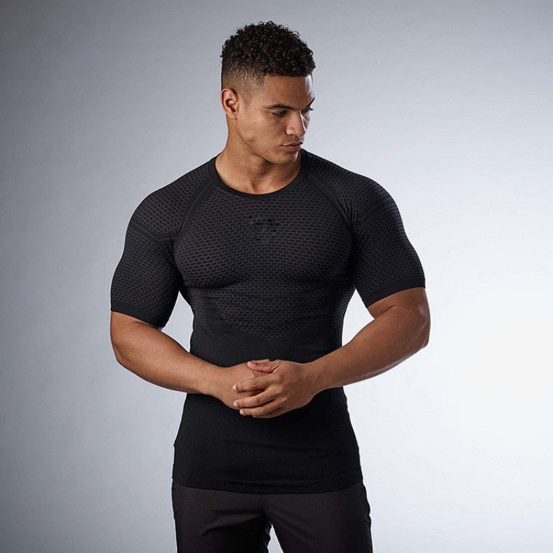 Summer Men's Solid Color Fashion Round Neck Sports Short Sleeve