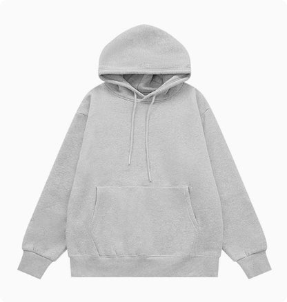 American Street Solid Color Fleece Hoodie for Men and Women