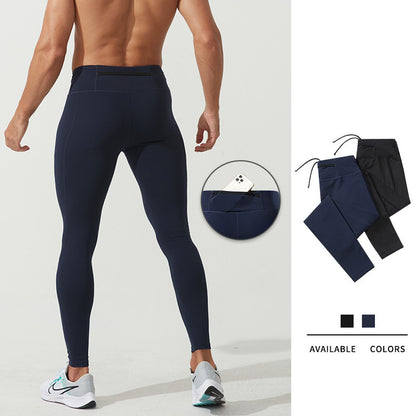 Men's Back Waist Pocket Quick-drying Compressed Pants Outdoor Running Training Fitness Trousers