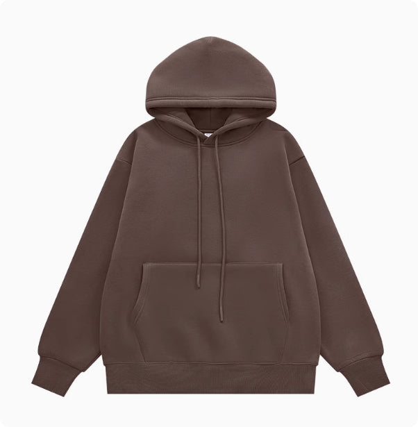 American Street Solid Color Fleece Hoodie for Men and Women