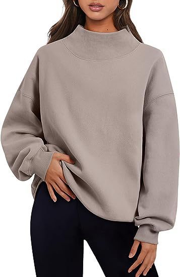 Women's Casual Style Fleece Thick Half Turtleneck Loose Sweater