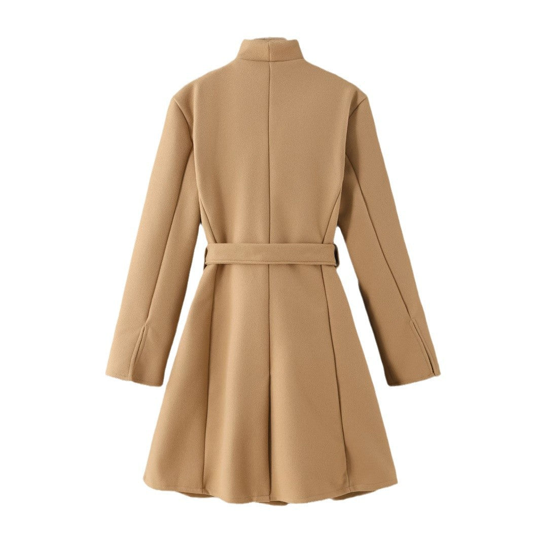 Women's Jacket with Lapel Bow, Lace-up, Knitted