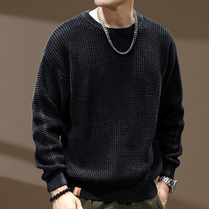 Thick Needle Retro Men's Loose Bottoming Round Neck Sweater