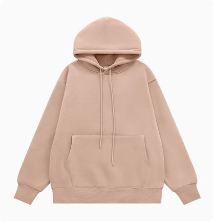 American Street Solid Color Fleece Hoodie for Men and Women