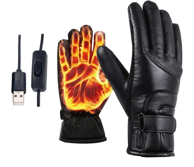 Electric USB Heated Gloves Winter Warming Thermal Ski Snow Hand Warm Windproof