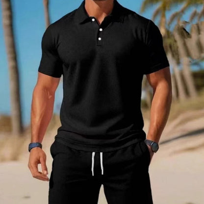 Men's Summer Casual Sports All-match Slim Fit Short-sleeved Polo Shirt Shorts