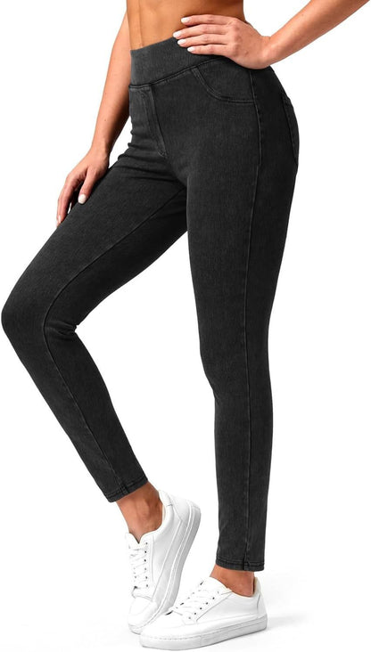 High Waist Slimming Hip Raise Tight Double Pocket Sports Casual Ankle Banded Pants