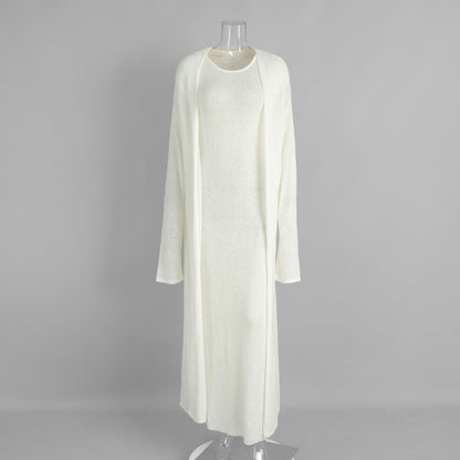 Cardigan Knitted Cardigan Sleeveless Dress Two-piece Set