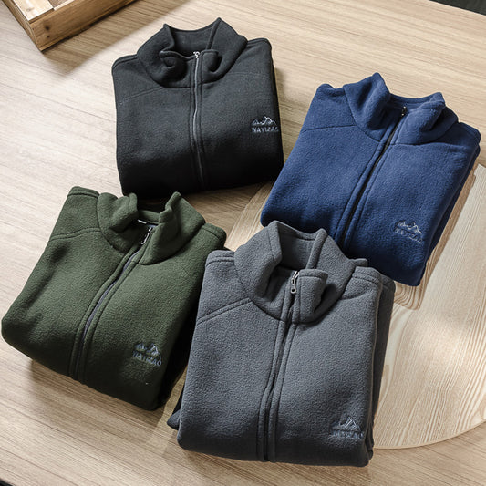 Men's Embroidered Polar Fleece Solid Color All-match Casual Jacket