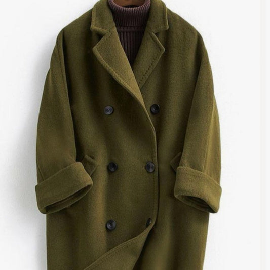 Women's Double-faced Wool Long Loose Slim Wool Coat