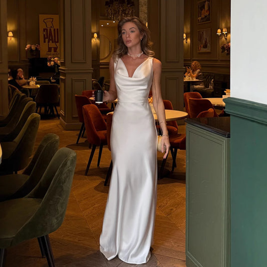 Women's Fashion Swing Collar Dress, Satin Dinner Dress