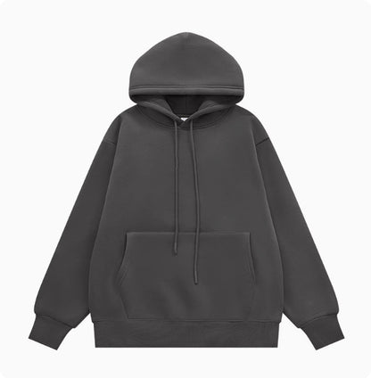 American Street Solid Color Fleece Hoodie for Men and Women