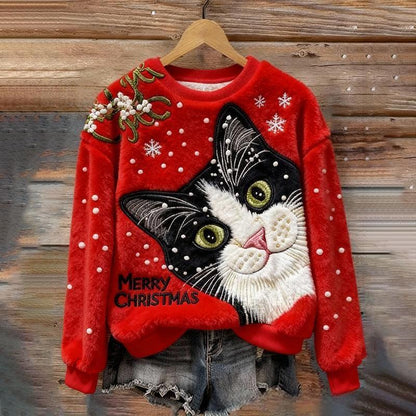 Women's Round-neck Sweatshirt With Faux Fur For Autumn And Winter