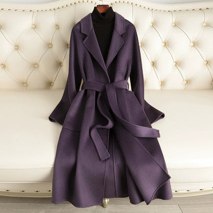 Double-sided Water Ripple Woolen Coat