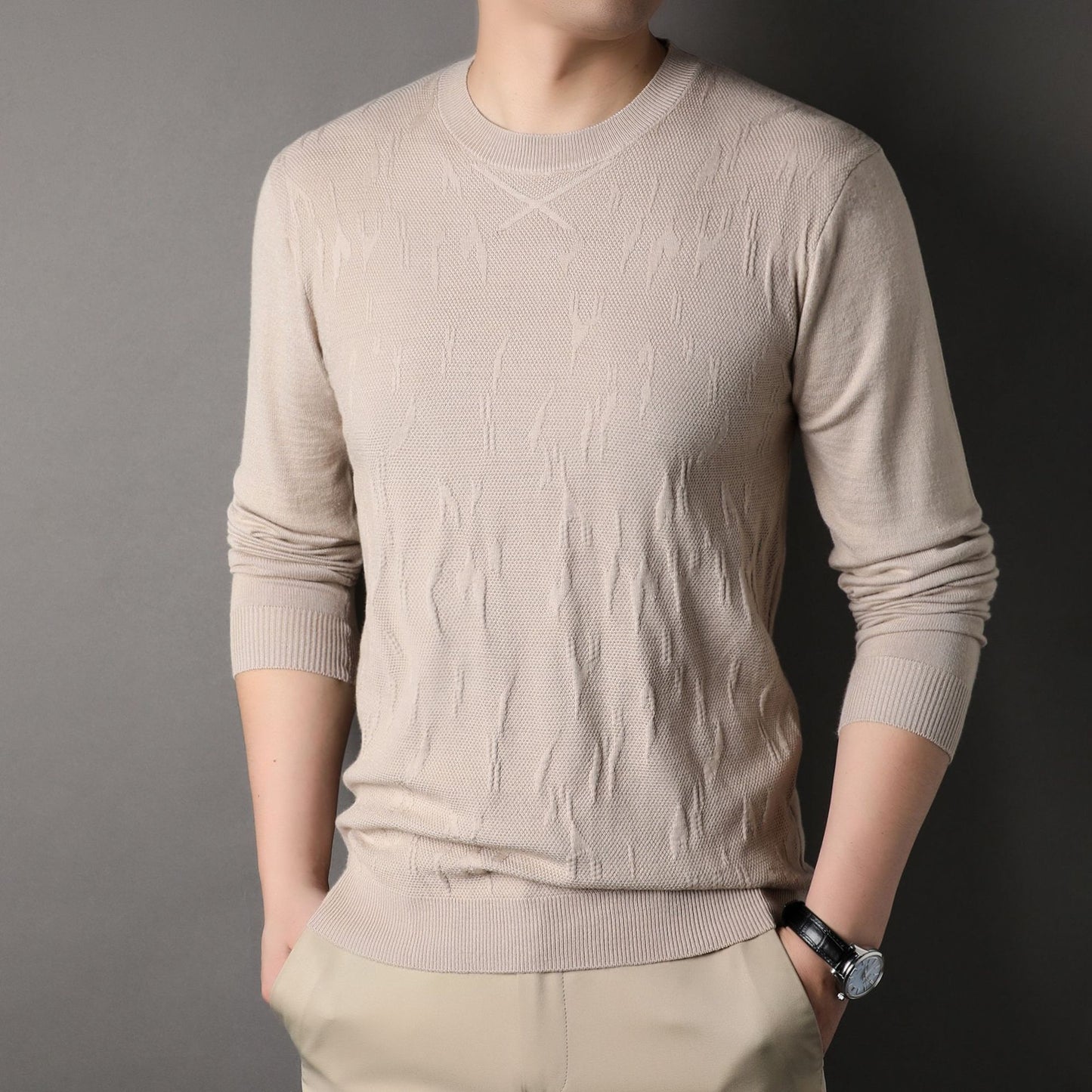 Spring And Autumn Men's Solid Color Sweater