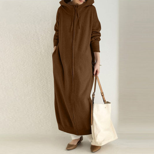 Women's Brushed Hoody Casual Long Sleeve Coat