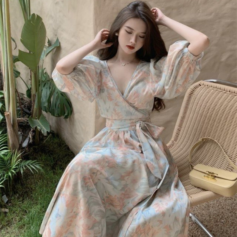 Women's Fashion Design Waist Trimming Lace Up Dress