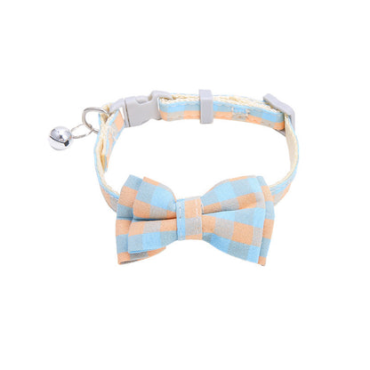 Collar For Small Dogs Christmas Quick Release Plaid Bow Tie Collar Necklace Cat Gato Colar Safety Elastic Bowtie With Bell