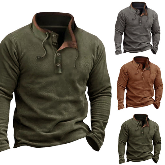 Men's casual wool zip-up sweater