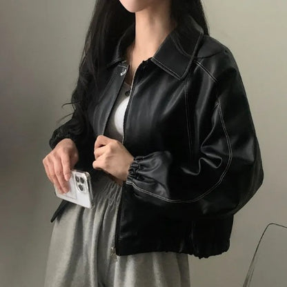 Women's Fashion And Handsome Leather Coat