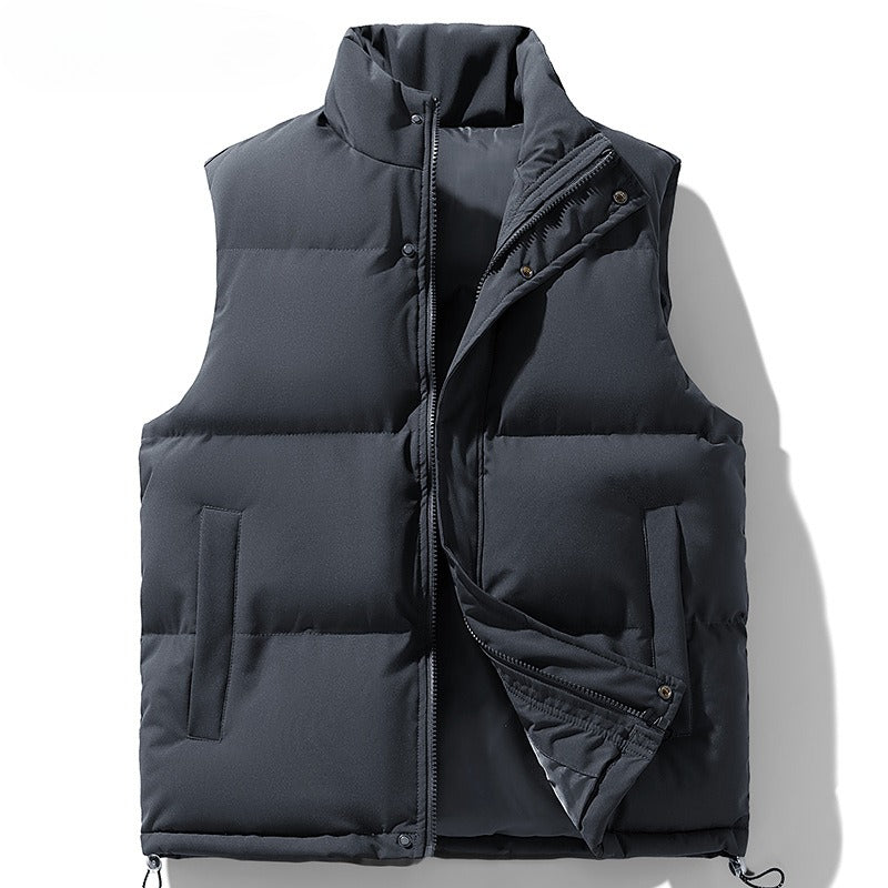 Men's Plus Size Stand Collar Sleeveless Waistcoat Warm Down Cotton Vest