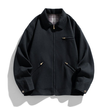 Autumn New Washed Overalls Retro Lapel Jacket