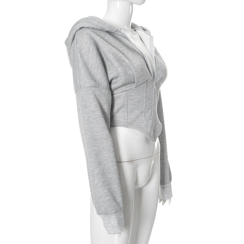 Zipper Hoodie Cardigan Y2K Ins Fashion Street Long-sleeved Corset Jacket Women's Clothing