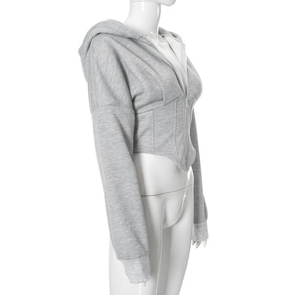Zipper Hoodie Cardigan Y2K Ins Fashion Street Long-sleeved Corset Jacket Women's Clothing