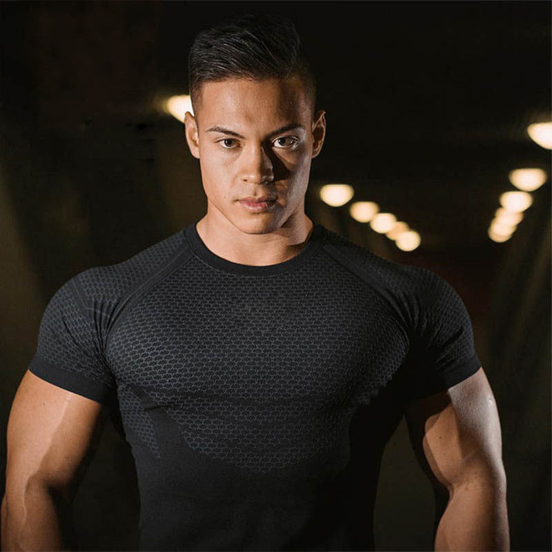 Summer Men's Solid Color Fashion Round Neck Sports Short Sleeve