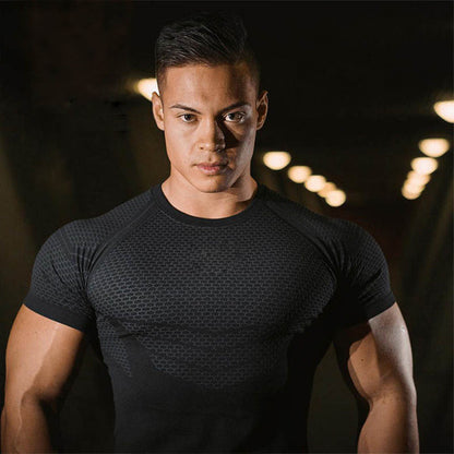 Summer Men's Solid Color Fashion Round Neck Sports Short Sleeve