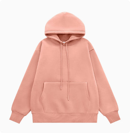 American Street Solid Color Fleece Hoodie for Men and Women