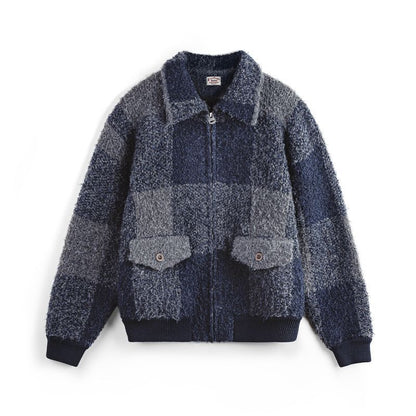 Men's Lapel Plaid Cardigan Jacket - Autumn