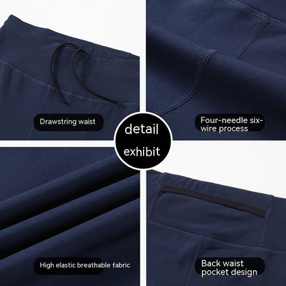 Men's Back Waist Pocket Quick-drying Compressed Pants Outdoor Running Training Fitness Trousers