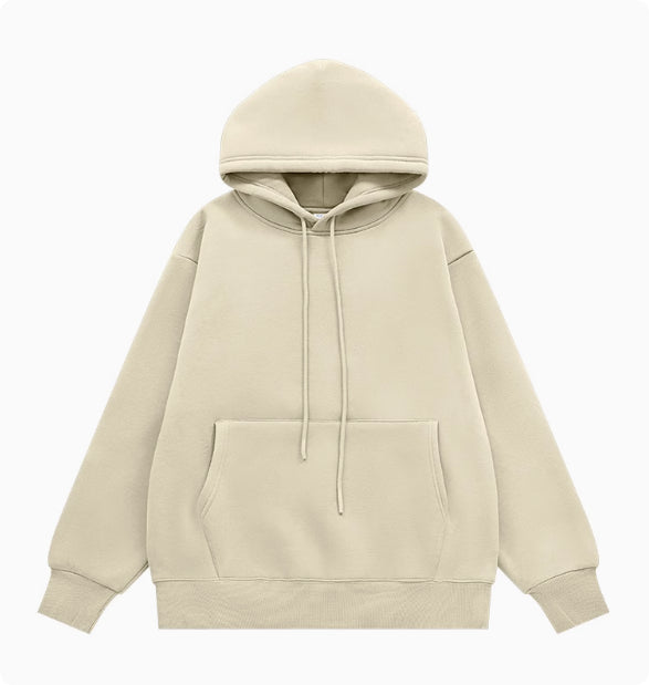 American Street Solid Color Fleece Hoodie for Men and Women