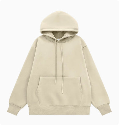 American Street Solid Color Fleece Hoodie for Men and Women