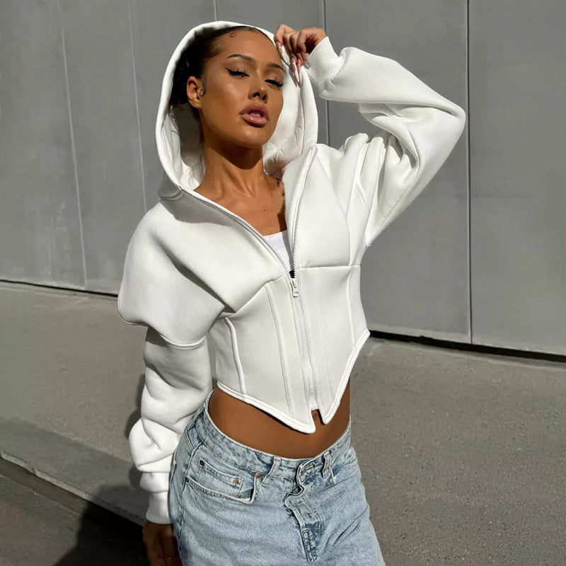 Zipper Hoodie Cardigan Y2K Ins Fashion Street Long-sleeved Corset Jacket Women's Clothing