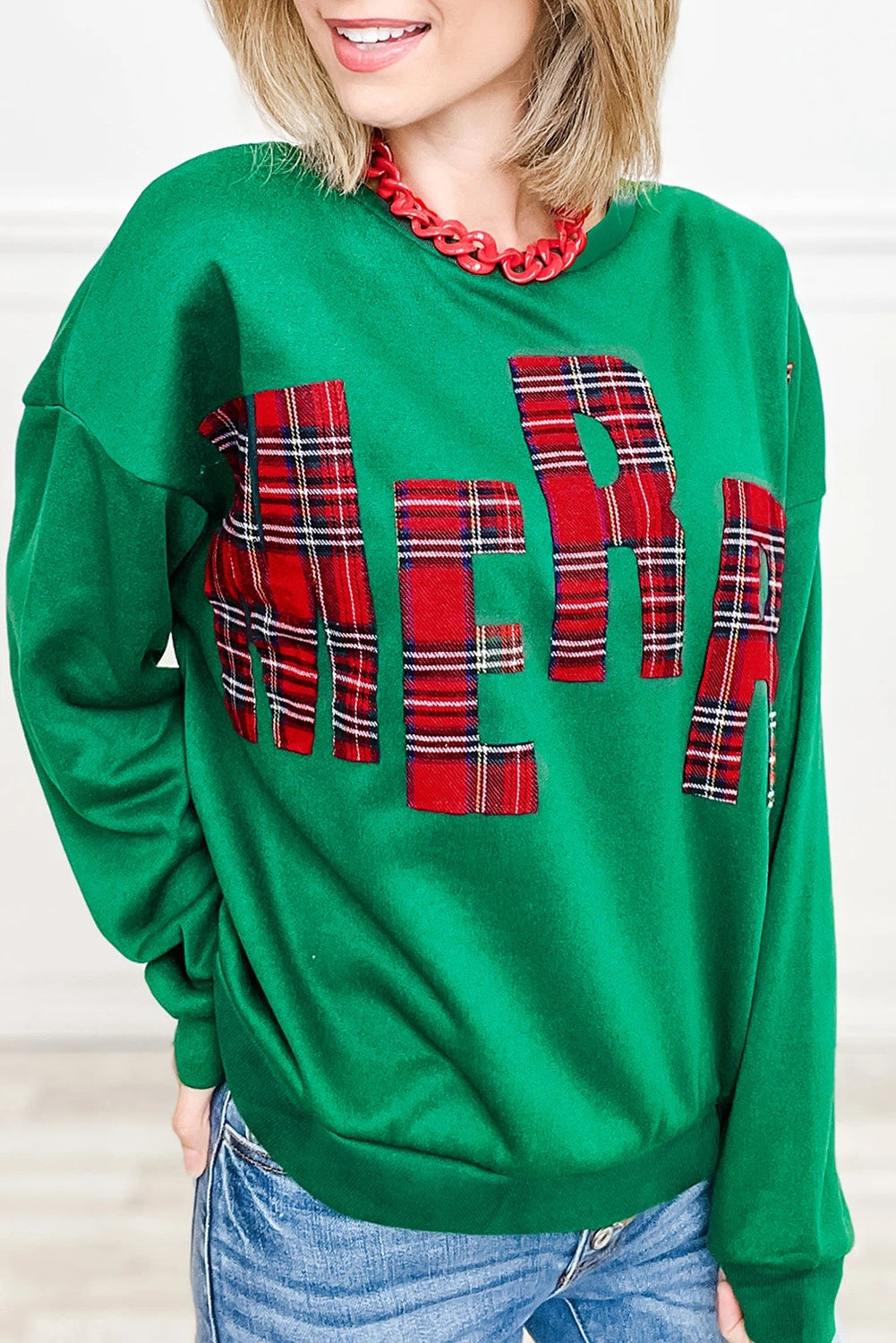 Fashionable For Women Embroidered Side Plastic Pullover Sweater