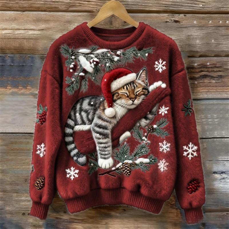 Women's Round-neck Sweatshirt With Faux Fur For Autumn And Winter