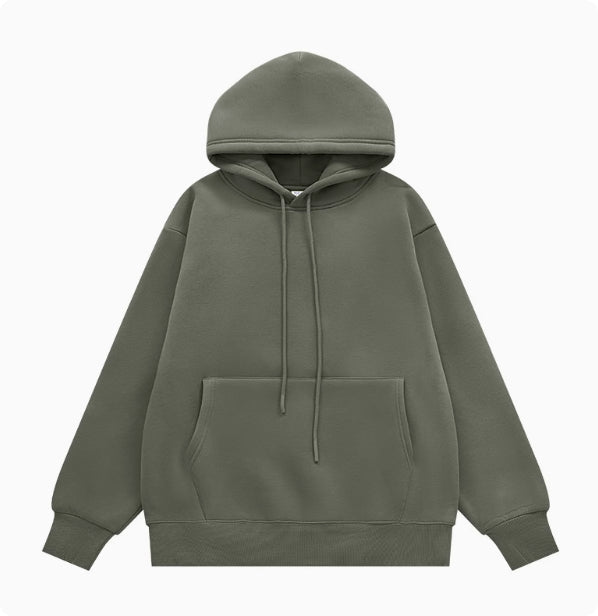 American Street Solid Color Fleece Hoodie for Men and Women