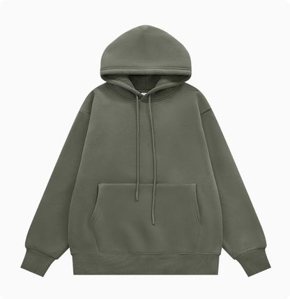 American Street Solid Color Fleece Hoodie for Men and Women