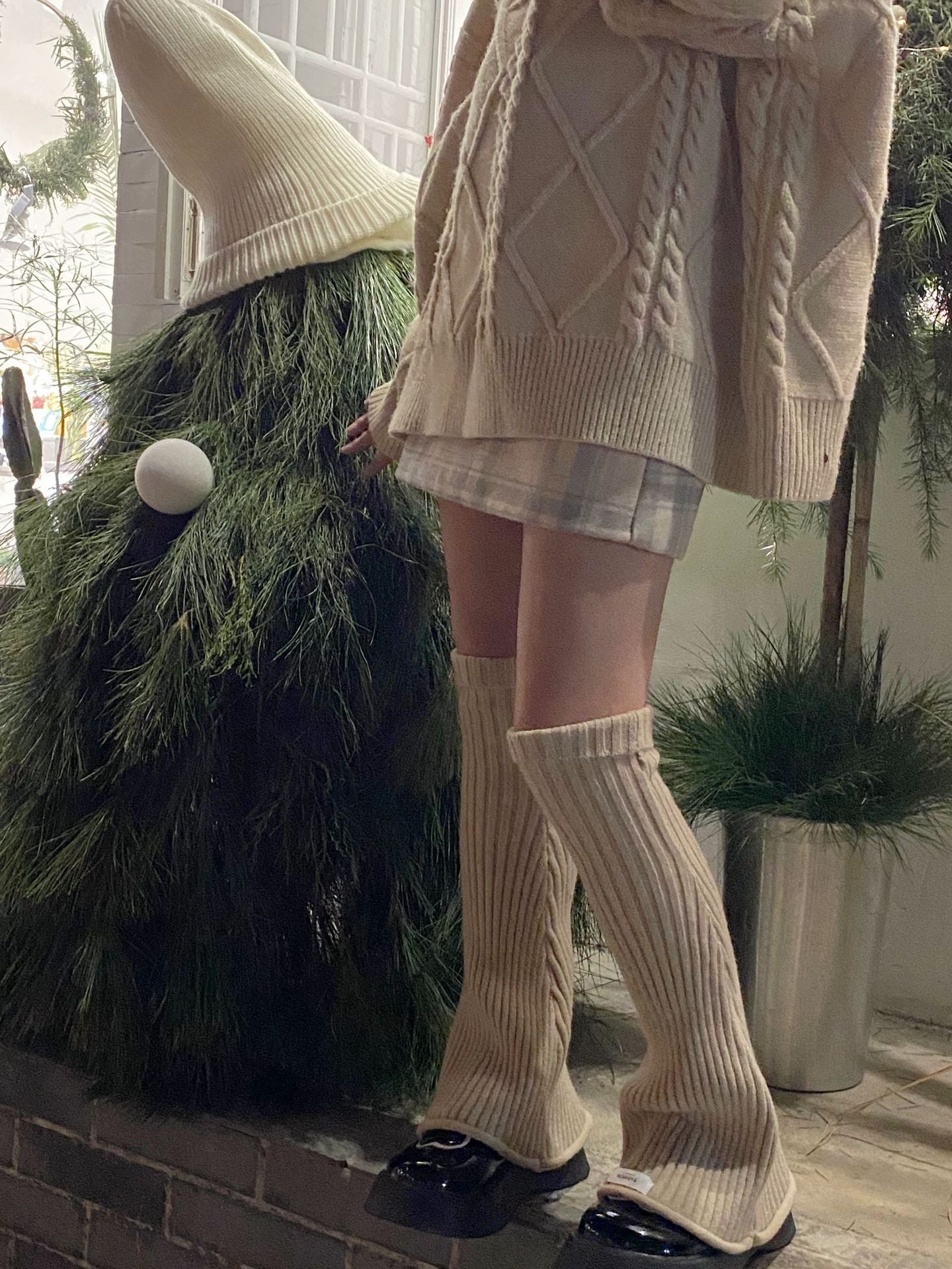 Vintage Flared Knit Striped Wool Wide Leg Socks